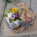 おむつケーキ（ダイパーケーキ）カゴタイプ＊華やか＊フラワーブーケ付き！