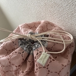 ミナペルホネン　ハンドメイド大きめ巾着袋ピンク×口布スリーピングローズ　　