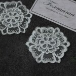 オーガンジー刺繍モチーフ 2枚 重ね花 フラワー オフ白・キナリ (MFL653KNSJ3D)