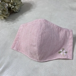 NEW　刺繍入りマスクカバー　スペック先染め綿１００％　ピンク