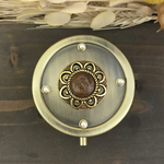 ヴィンテージボタン brownFlower Pearl  アクセサリーケース ピルケース