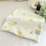 6重ガーゼ大判ハンカチ*北欧調*ミモザ*mimosa*natural*生成り色*ブルー*出産*お布団ガーゼ*
