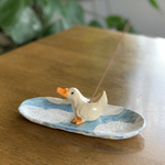 【再販】可愛いアヒルの線香立て&晴れた爽やかな空に浮かぶ雲の小皿