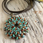 【新色】circle beads necklace -ターコイズテラコッタΦ4.8cm