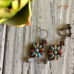 【新色】twin beads earrings - turquoise terracotta