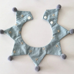 再販★スモーキーブルー星柄×グレーストライプスタイ風首輪（リバーシブル）