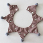 再販★スモーキーラベンダー星柄×グレーストライプスタイ風首輪（リバーシブル）