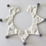 再販★白星柄×グレーストライプスタイ風首輪（リバーシブル）