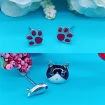 【ラスト1セット】猫パンチ　猫と魚 ピアス シンプル 銀 sv シルバー  【B3-6、3-7】