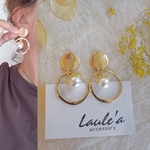 ゴールド×リング×大粒パール　ピアス　イヤリング