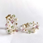 【受注製作】クリスマスカラー ♡  ボタニカルフープイヤリング/ピアス　結婚式　ブライダル　ウェディング　