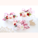 ＊赤ドットリボンの花冠＊