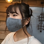グレンチェック【smile】マスク　てづくりマスク　刺繍　ますく　大人用