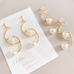 Pearl*gold Sライン ツヤパールピアス イヤリング