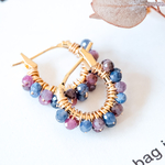ルビー&サファイア2連フープピアス/イヤリング・樹脂フープピアス