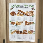★2021年・BOULANGERIE A PARIS★美味しいパン屋のカレンダータペストリー★生成り★インナーマスクパットのおまけ付き★