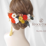 プチダリアとソラフラワーのヘッドドレス/ヘアアクセサリー(ブライトレッド)＊結婚式・成人式・ウェディングドレスに