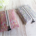 【ORDER：o様】ファスナー付きポケットティッシュケース＊リバティJenny′s Ribbons（グレー&パステルミックス 27X）   