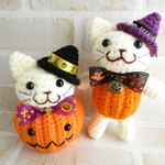 ☆niyankorin様　オーダー品☆～ハロウィン・カボチャ猫ダルマ・かぼちゃパンツ【白猫】