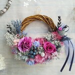 Lune Bonheur ＜Lapis-lazuli＞＊ハーフムーンリース＊プリザーブドフラワー＊リース＊お花＊ギフト＊結婚祝い＊記念日＊お誕生日＊新築祝い＊秋の新作