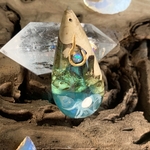 【癒しの雫・改】ウッドレジンペンダント　付属宝石:エチオピアンオパール