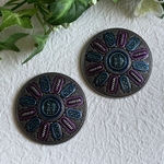 【SALE】ヴィンテージ アクリルラウンドビッグカボション パープル系 2個セット