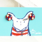 アーガイル小粒ピアス：レッド