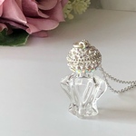 19.アロマネックレス  キラキラクリスタル系(クリスタル×クリスタルAB×シルバーボールチェーン)ドテラ愛用者に大人気❣️