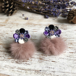新作✨💜魔法にかけられたラベンダー💜イヤリングorピアス🌈Swarovski rainbow🌈モーブファー