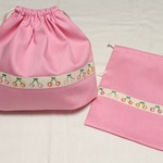 受注製作 さくらんぼ刺繍 ピンク お弁当袋 コップ入れ