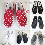 【送料無料】カスタムVansバンズ SLIP ON スリッポン トゥルーホワイト ホワイトスター白　スニーカー　受注製作