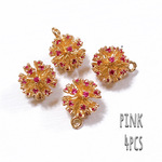 ガラスチャーム 松ぼっくり 4個 ピンク