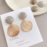 gray marble*グレージュ スターダストラウンドプレート ピアス イヤリング