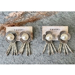 renewal♩silver pearl flower ／着画 大ぶり ピアス イヤリング タッセル