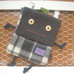移動ポケット＊ロボットくん/秋冬型フリースチェック柄＊はんかちポーチ