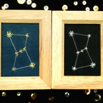 刺繍アート オリオン座(ゴールド／シルバー)ミニ額付き　宇宙の刺繍フレーム