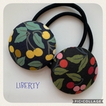 リバティ チェリードロップ くるみボタン ヘアゴム 38mm②