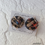 グレンチェックボタンピアス/イヤリング
