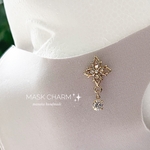 マスクチャーム　マグネット　ジルコニア　ゴールドクロス　雪　雪の結晶　スノー　冬　クリスマス　ウィンター　ゴールド　マスクアクセサリー