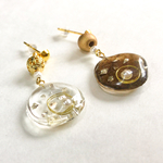 レジン 大ぶりアシンメトリーピアス <パールブラウン×クリア>