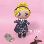 ☆THIERRY☆イーマリーちゃん着せ替えお洋服 白花柄　紺ロング丈ワンピース、共布ヘアーバンド