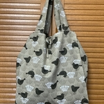 大きなエコバッグ（バード柄）ベージュ