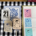 k21 ぬいぐるみと男の子　［一言書けるスタンプ］/ラバースタンプ/スタンプ/くぼみの木/kubominoki
