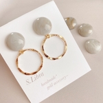 gray marble*グレージュ メタルリング ピアス イヤリング