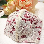 【新作❤️】秋におすすめ　レーヨンコード　ラッセルレースマスク　クリーム色　刺繍レース　お花　秋用マスク　刺繍　刺繍マスク　レース　マスク　秋　おしゃれマスク　結婚式　秋マスク