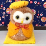 傘寿・米寿祝い人形 フクロウさん | 羊毛フェルト 和風 ギフト 贈り物 内祝い お祝い 長寿 