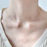 14kgf「オパールとジルコンのゴールドチェーンネックレス」フェアリーゴッドマザーの魔法