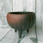 三本脚のまめ縞 黒  植木鉢  陶器  多肉植物寄せ植え