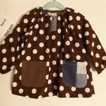 ★長袖★スモック★遊び着★ブラウン★水玉★ 130