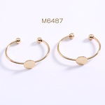 M6487  12個  イヤーカフ フープ 丸皿 6mm ゴールド  3×【4ヶ】 